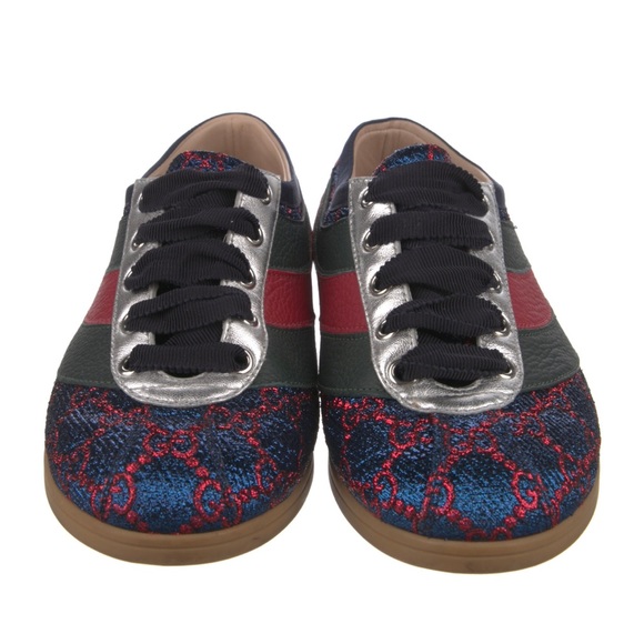 Gucci Women's Sneakers in Blue, Red, and Black with Silver Accents - Picture 5 of 6